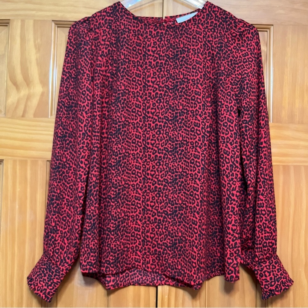 Loft Leopard Print Red/Black Leggings B’Gosh Sleeve Blouse Size XS NWT